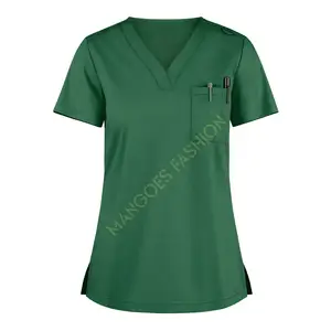 Set di uniformi per tute elasticizzate per Scrub medico disegni per infermiere top per Scrub per uniformi infermieristiche con scollo a v e scollo a v da donna