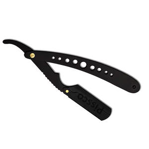 <b>Top</b> Quality Barber Razors Black Color Coated Straight Edge German Stainless Steel Shaving Razor With Leather Pouch - Product Image 4