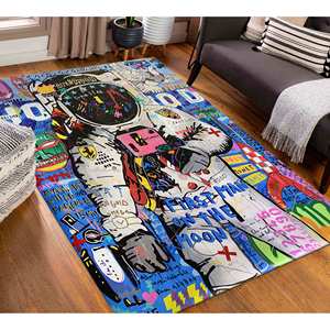 Alfombra Banksy Astronaut: Arte de Graffiti, Alfombra Antideslizante, con Pelo Suave - Product Image 1