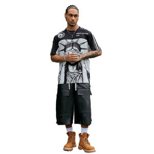American Football Jersey Style Graphic Tee Men Oversized Liberty Print Hip Hop Streetwear Short Breathable Drop Shoulder Summer - Product Image 1