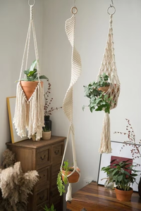 Colgador de Macramé Hecho a Mano, Estilo Bohemio, Cuerda de Algodón, para Interiores y Exteriores, para Plantas, Flores y Decoración - Product Image 4
