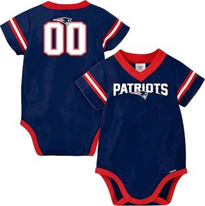 Body de Bebé de los New England Patriots, Color Azul Marino, Malla, Número Personalizado 00, Mono Deportivo, Secado Rápido - Product Image 1