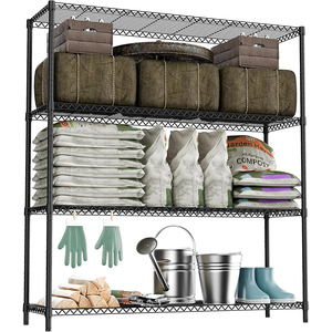MZG Minimalist Apartment Balcony Plant <b>Rack</b> Metal 4-Tier Wire Storage Organizer Rustproof Carbon Steel Shelves - Product Image 1