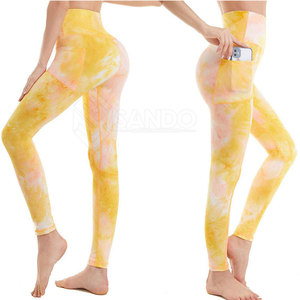 Legging décontracté Tie Dye pour femmes taille mi-élastique Yoga Wear pantalon à motif solide fabriqué au Pakistan - Product Image 2