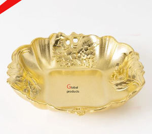 Tazón de servicio de aspecto martillado de acero inoxidable con acabado dorado brillante de alta venta para restaurante de hotel - Product Image 2