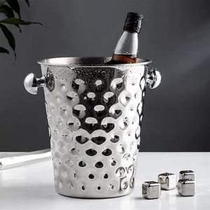 Seau à glace martelé en acier inoxydable, finition argentée, refroidisseur de vin et de champagne isolé pour la maison, l'hôtel et le bar, approvisionnement en vrac - Product Image 1