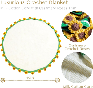 Handmade <b>Crochet</b> Sunflower <b>Blanket</b> Elegant <b>Crochet</b> Sunflowers Rose Bouquet <b>Blanket</b> Finished - Product Image 5