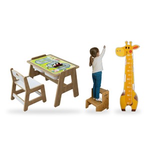 Ensemble de chambre pour enfants Fida - Table et chaise Montessori + marchepied + tableau de croissance - Product Image 1