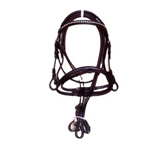 2024 banda de nariz suave de brida de cuero puro Flash duradera hecha a mano para caballos - Product Image 1