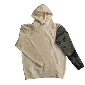 Patchwork Streetwear Woven Tapestry Sleeve Sudadera con capucha Heavyweight Pullover Hoodies - Product Image 4