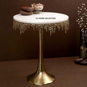 Mesa Auxiliar de Aluminio Hecha a Mano con Diseño de Hojas, Decorativa para Sala de Estar, Precio de Mayoreo - Product Image 3