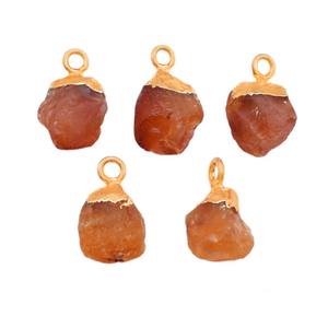 Colgante de Cristal de Cornalina en Bruto, Amuleto de Piedra Preciosa Galvanizado a Mano, Piedra de Energía Curativa Natural, Suministro para la Fabricación de Joyería Boho - Product Image 3