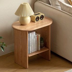 Contemporary <b>side</b> <b>table</b> with wooden surface and metal legs for mixed material modern interior arrangements - Product Image 1
