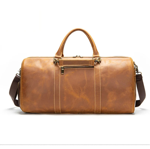 <b>Leather</b> Weekender Duffel Bag Zipper Closure Travel <b>Holdall</b> Durable Brown Men <b>Women</b> - Product Image 2