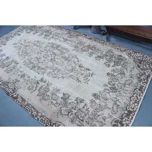 Tapis turc vintage, tapis de 5,5 x 9,4 pieds, tapis gris en laine du sud-ouest - Product Image 4