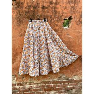 Women's Bohemian Style Long <b>Skirt</b> Floral Printed Indian Cotton Tunic Natural Two-Tire Maxi <b>Skirt</b> Breathable Designer Boho Style - Product Image 2