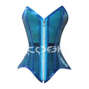 Corset transparent bleu corset transparent voir à travers le corset sur mesure à lacets désossé en acier - Product Image 3