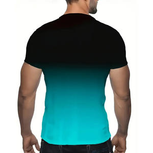 T-shirt en fibre de bambou tricoté pour homme, très demandé, col rond 3D, manches courtes décontractées avec design dégradé, couleurs et tailles personnalisables - Product Image 2