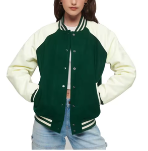 Vestes Lettermen personnalisables de haute qualité pour femmes avec décoration de boutons quantité minimale de commande bas Concevez votre propre veste - Product Image 2