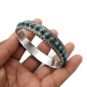 Bracelet et bracelet classiques livrés avec des pierres précieuses de turquoise naturelle en argent sterling 925 bijoux Boho faits à la main fournisseurs en vrac - Product Image 3