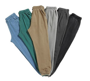 Pantalons de survêtement pour hommes en coton solide, respirants, avec logo brodé, style décontracté, tissu à jambe droite, pantalons de jogging en gros - Product Image 1