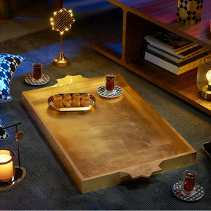 Usine du Vietnam Plateau de service en laque d'or avec poignée Plateau de service de luxe Hôtel Villa Affichage Made in Vietnam - Product Image 4