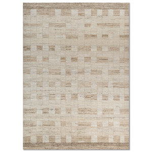 Alfombra de Lana Geométrica Dorada Manifest, Anudada a Mano, Rectangular, Estilo Tabriz, para Sala de Estar Juvenil Re-1597 - Product Image 1