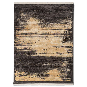 Alfombra Entropy Blue de Lana y Seda de Bambú Anudada a Mano, Rectangular Grande de 9x12 para Hogar y Pasillo - Patrón Abstracto - Product Image 1