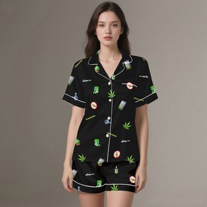 Soft Touch <b>Silk</b> Satin Breathable Luxury <b>Pajamas</b> Set <b>for</b> <b>Women</b> Summer Spring Long Sleeve - Product Image 1
