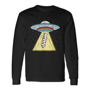 T-shirt à manches longues Ufo Abduction Barber Pole pour coiffeurs - Product Image 1