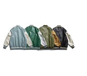 Personalizado para hombre de cuero mangas carta hombre béisbol Varsity chaqueta bombardero de gran tamaño rayas puño béisbol Letterman Varisty chaqueta - Product Image 2