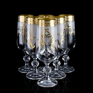 Verre à vin rouge de luxe de 220 ml, gobelet avec bord doré, design <span class=keywords><strong>transparent</strong></span>, style vintage du Moyen-Orient, plaqué or pour la bière - Product Image 1