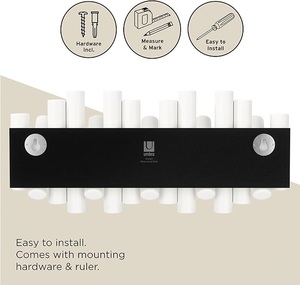 Modern Walnut <b>Wall</b>-Mounted Coat Rack 5 Retractable Wood Pegs Space Saving Clothing Storage Organizer With <b>Rail</b> Hook - Product Image 2