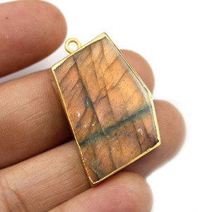 Conector de fabricación de collar de fianza individual electrochapado en oro, losa de Original labradorita, piedras preciosas, componentes para encontrar joyas DIY a granel - Product Image 2