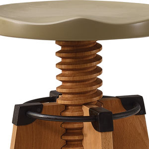 Tabouret en bois vert Burgu, hauteur réglable, assise en bois massif, pieds en métal, options de couleur pour la maison et le bureau - Product Image 3