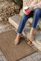 Tapis Adiva en polypropylène tissé jacquard, à poils longs, résistant à l'eau et aux UV, lavable, pour l'intérieur et l'extérieur, facile à nettoyer, résistant aux taches