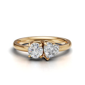 Anillo Toi Et Moi con diamante cultivado en laboratorio certificado por IGI, oro amarillo/blanco y rosa de 18 quilates, anillo de compromiso con forma redonda y de corazón para mujer - Product Image 1