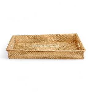 Decorative Natural <b>Rattan</b> Tray Handmade For Living Space <b>Dining</b> <b>Table</b> And Kitchen - Product Image 2