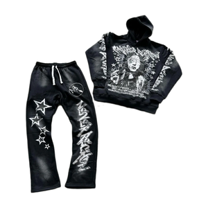 Nuevo Conjunto Deportivo de Moda para Hombre, Sudadera con Capucha Corta Personalizada, Bordado con Parches, Lavado, Desgastado, Estilo Urbano, Invierno, 100% Algodón, Jogger - Product Image 4