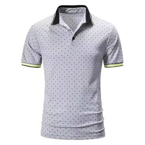 2024 High Street Style Men's for Polo Shirt OEM Logotipo personalizado Bordado Algodón transpirable Casual Patrón sólido Manga corta - Product Image 1