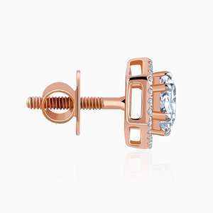 Pendientes de diamante solitario adorable de oro rosa - Product Image 6