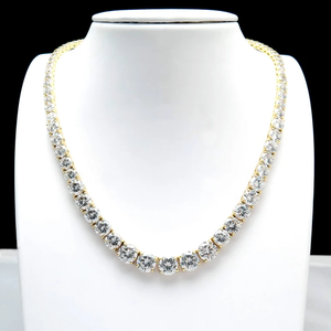 Chaîne de tennis personnalisée de 22 pouces avec fleurs dégradées, plaquée or jaune 10K/argent, diamants en moissanite, cadeau hip-hop, fête, mariage - Product Image 5