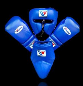 2025 Winning Boxing Set of High Quality Leather <b>Gloves</b> Headgear Groin Guard With <b>Laced</b> Wrist for Training and Sparring - Product Image 1