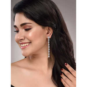 ต่างหูห้อยทอง14K/18K สุดคลาสสิคพร้อมเพชรต่างหูชุบทองคำขาวสำหรับผู้หญิงสำหรับงานแต่งงานและงานปาร์ตี้ - Product Image 3