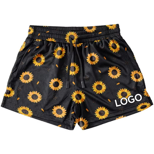 2025 Custom Men's Gym Polyester Shorts High Quality Sublimation Printed Sunflower Pattern Double <b>Layer</b> Mesh High Quality Men's - Product Image 1
