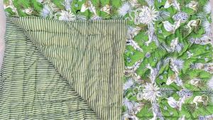 <b>Green</b> Printed Cotton Razai Quilt Handmade Quilted Blanket - Product Image 5