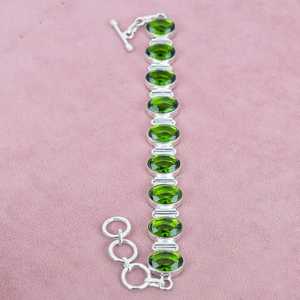 925 Sterling Silver Faceted <b>Peridot</b> Gemstone <b>Bracelet</b> Bohemian Style Jewelry for Women Bridal or Gift - Product Image 2