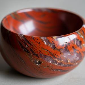 Cuenco de cristal de jaspe rojo natural | Cuenco decorativo curativa de piedra tallada a mano - Product Image 1