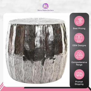 Meuble de maison moderne, table d'appoint en aluminium argenté de luxe antique pour le salon, la chambre et la décoration de patio à vendre - Product Image 6