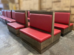 <span class=keywords><strong>Canapé</strong></span> de restaurant rembourré en cuir PU rouge <span class=keywords><strong>avec</strong></span> base en bois grainé, <span class=keywords><strong>banc</strong></span> de salle à manger commercial pour hôtel, bar, mobilier - Product Image 4